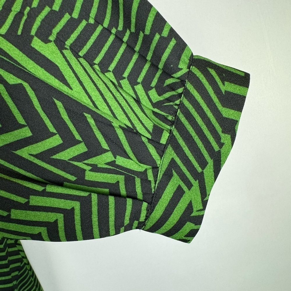 Anna Kay An’ge Orfyrie Dress Long Sleeves Green Tropical Print Lightweight Small - Picture 8 of 12